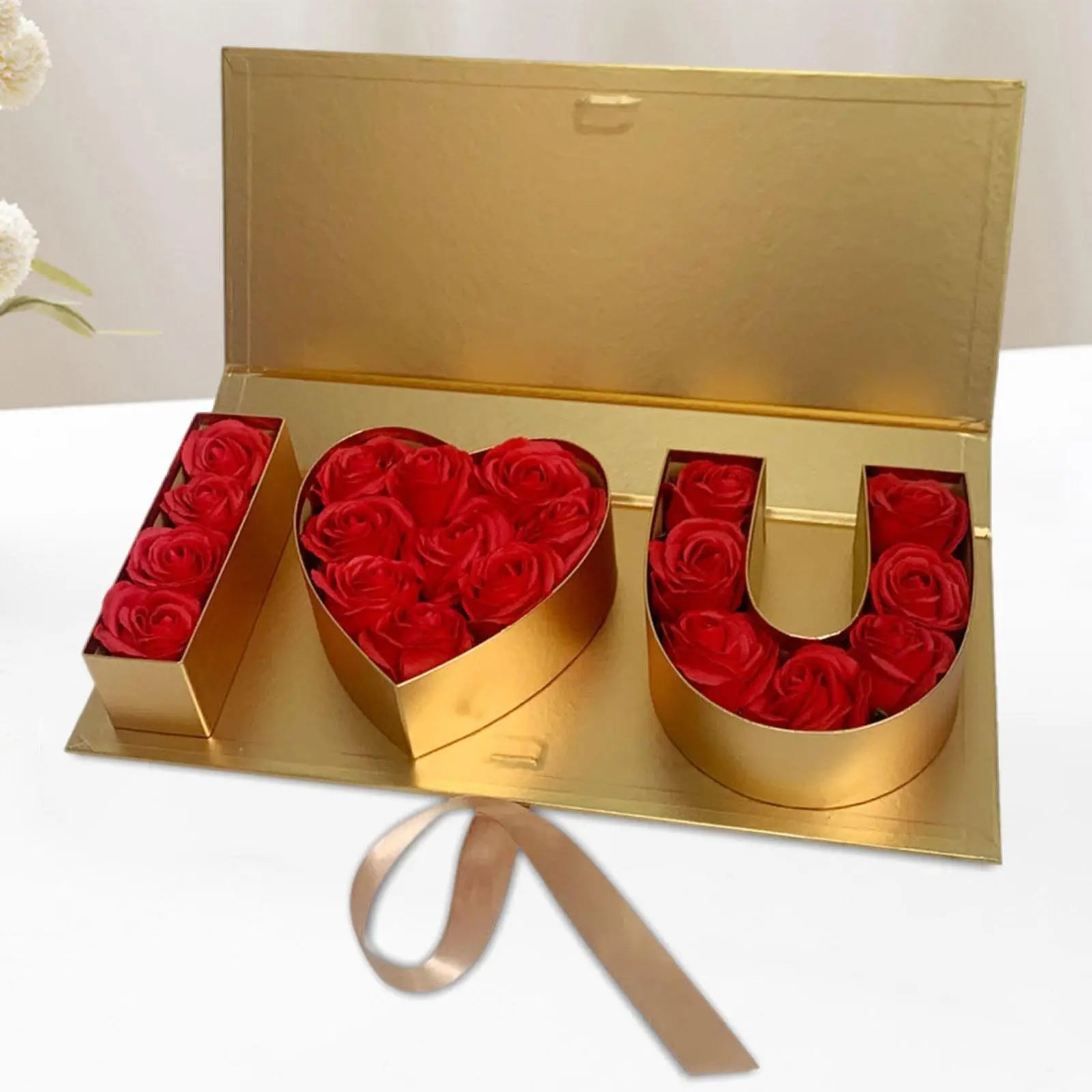 Mother Day Decor,Empty Flower Gift Box Flower Soap Box Fillable Letters Letter Shaped Box for Party Chocolate Favor DIY Craft Zpaxo Golden