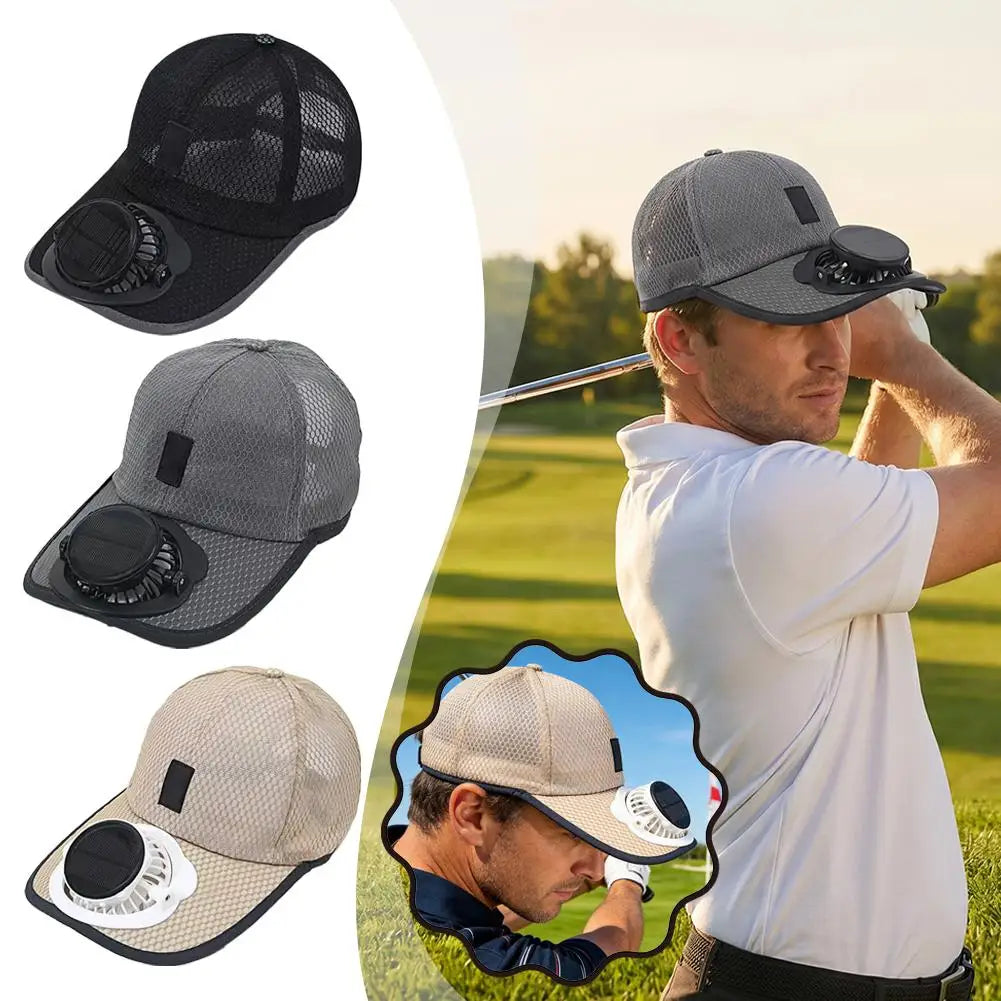 2026 Solar USB Dual Power Fan Baseball Cap Breathable Mesh Sun Protection Cooling Hat for Summer Outdoor Sports Zpaxo