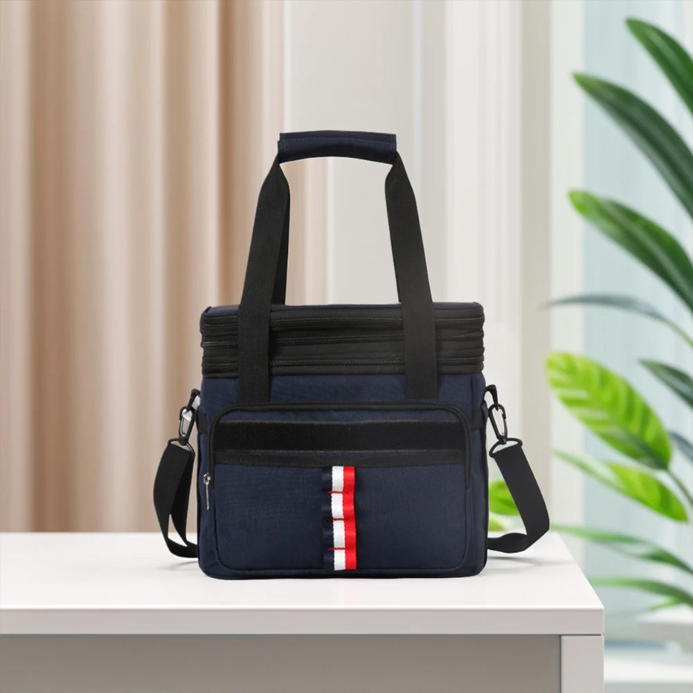 Insulated Cooler Bag Side Pockets Thermal Storage Dual Compartments