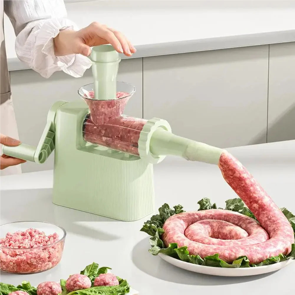 Manual Sausage Stuffer with 4 Nozzles - Easy-Fill Meat Grinder Kit for Homemade Sausages & Snacks Zpaxo