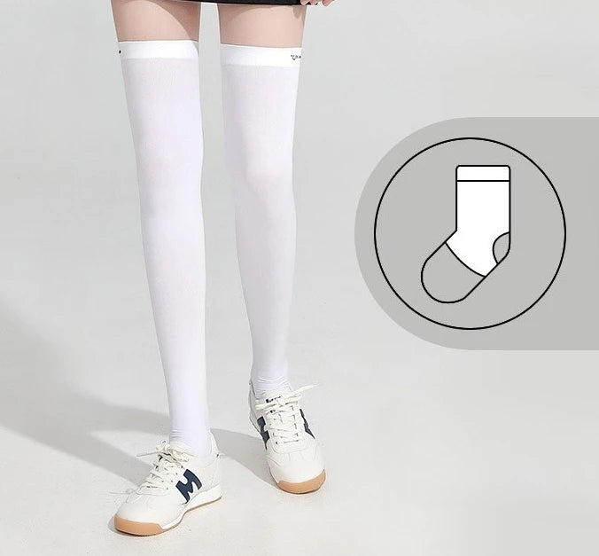 Summer Ice Silk Sunscreen High Tube Socks for Children's Golf Sports Breathable Non Slip Long Socks for Slimming Beautiful Legs Zpaxo Foot Pants Wthite OnlySize