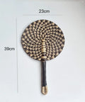 Handwoven Straw Fan – Boho Wall Decor & Summer Hand Fan Decorative Straw Fan Zpaxo D