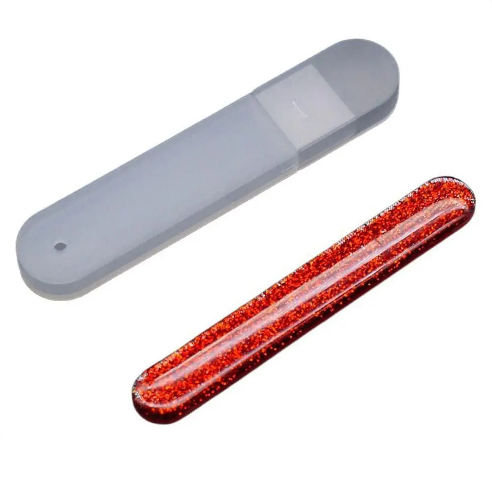 1Pcs Nano Glass Nail File Polisher Salon Manicure Tool Nail Polishing Strip with Storage Case Nail Art Polish Manicure Zpaxo red