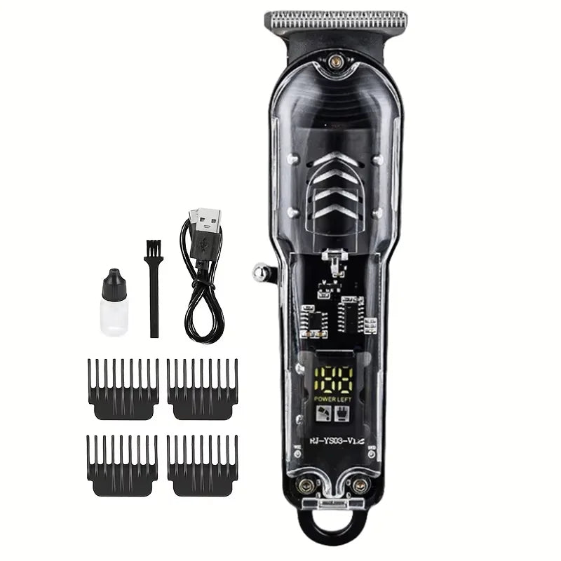 Professional Transparent Body Electric Hair Clipper for Men USB Rechargeable Trimmer Hair Cutting Machine Holiday Gift for Him Zpaxo green