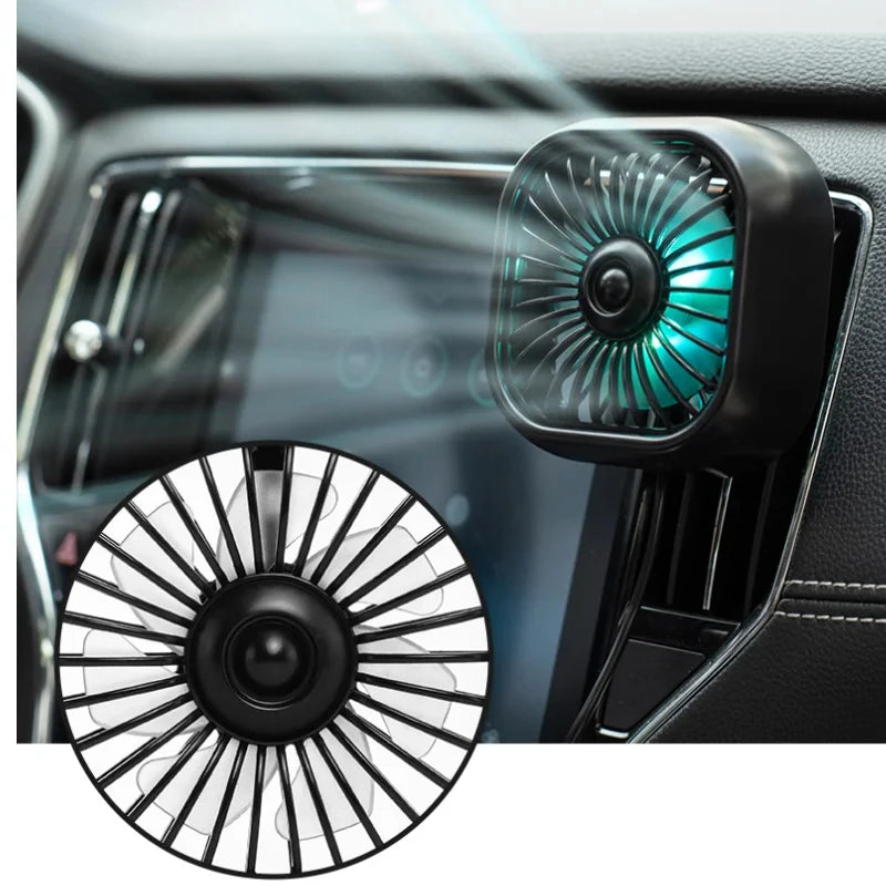 Summer Mini USB Car Fan 3 Speed Adjustable Air Vent Mount Colorful