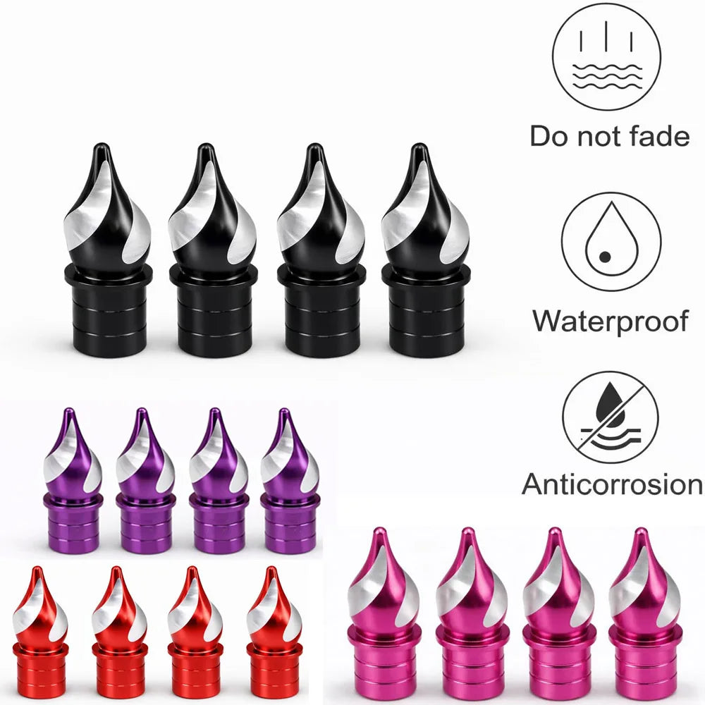 4-Pack CNC Aluminum Tire Valve Stem Caps – Cars Trucks & Bikes