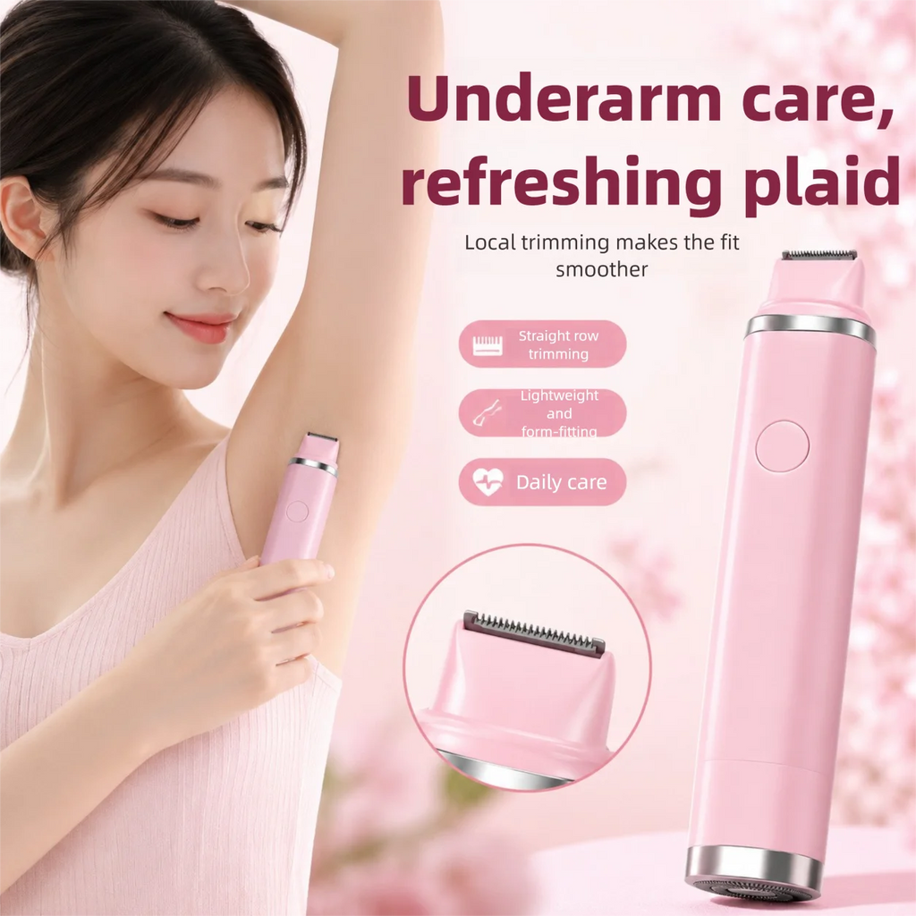 Female 2-in-1 Hair Clipper Dual Head Shaving Device Fully Body Usable