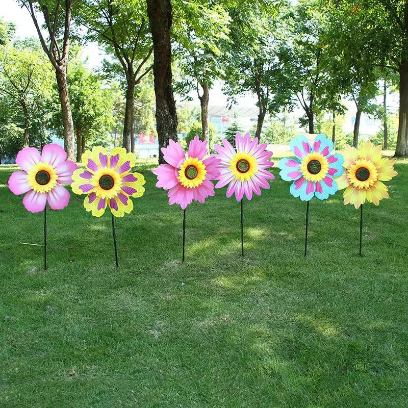 Sunflower Windmill Rotating Wind Spinner Stake Standing Lawn Flower