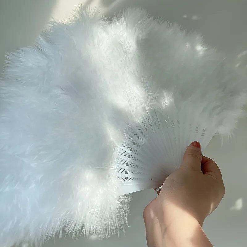 Bridal Feather Hand Fan Elegant Wedding Accessory Bachelorette