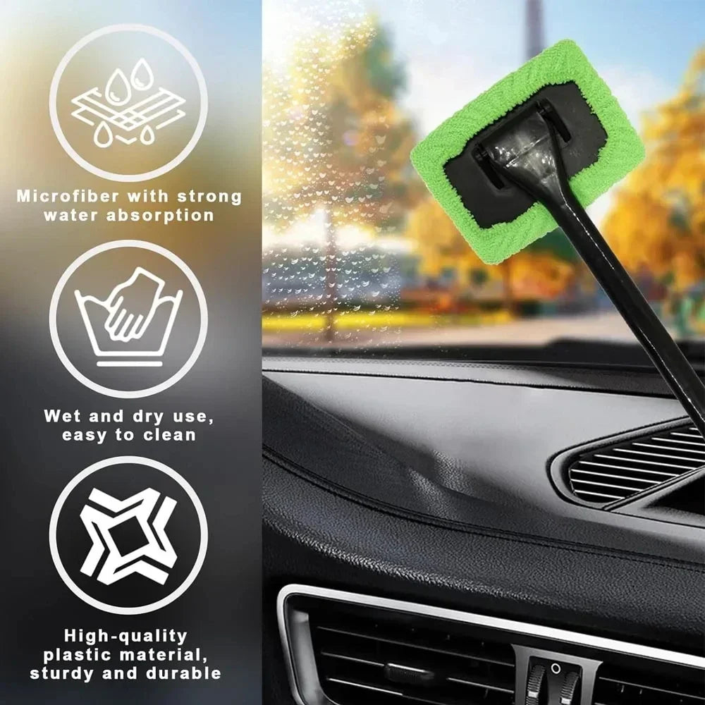 Car Window Cleaner Brush Kit Windshield Microfiber Cleaning Wash Tool Inside Interior Auto Glass Wiper with Long Handle Car Acce Zpaxo