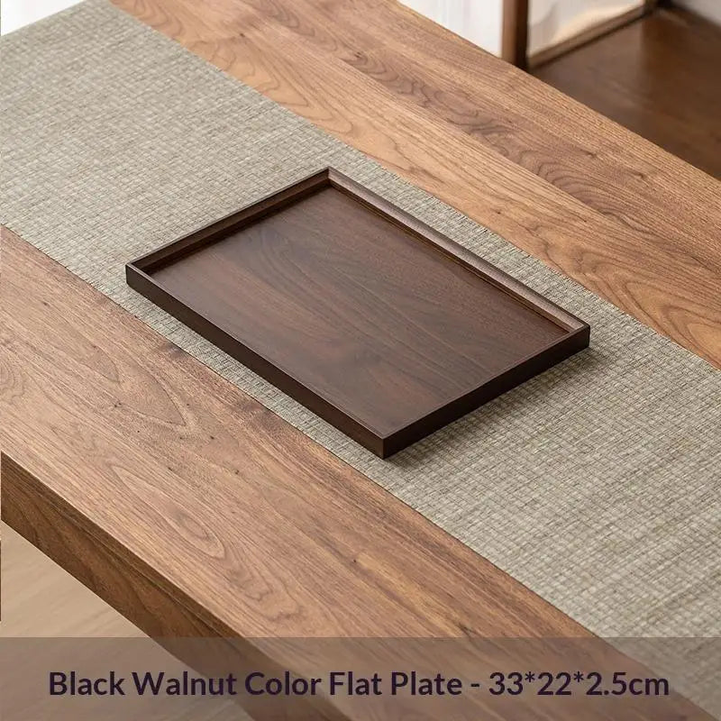 MRectangular Bamboo Wooden Decorate Tray Walnut Serving Display Plate Zpaxo A3