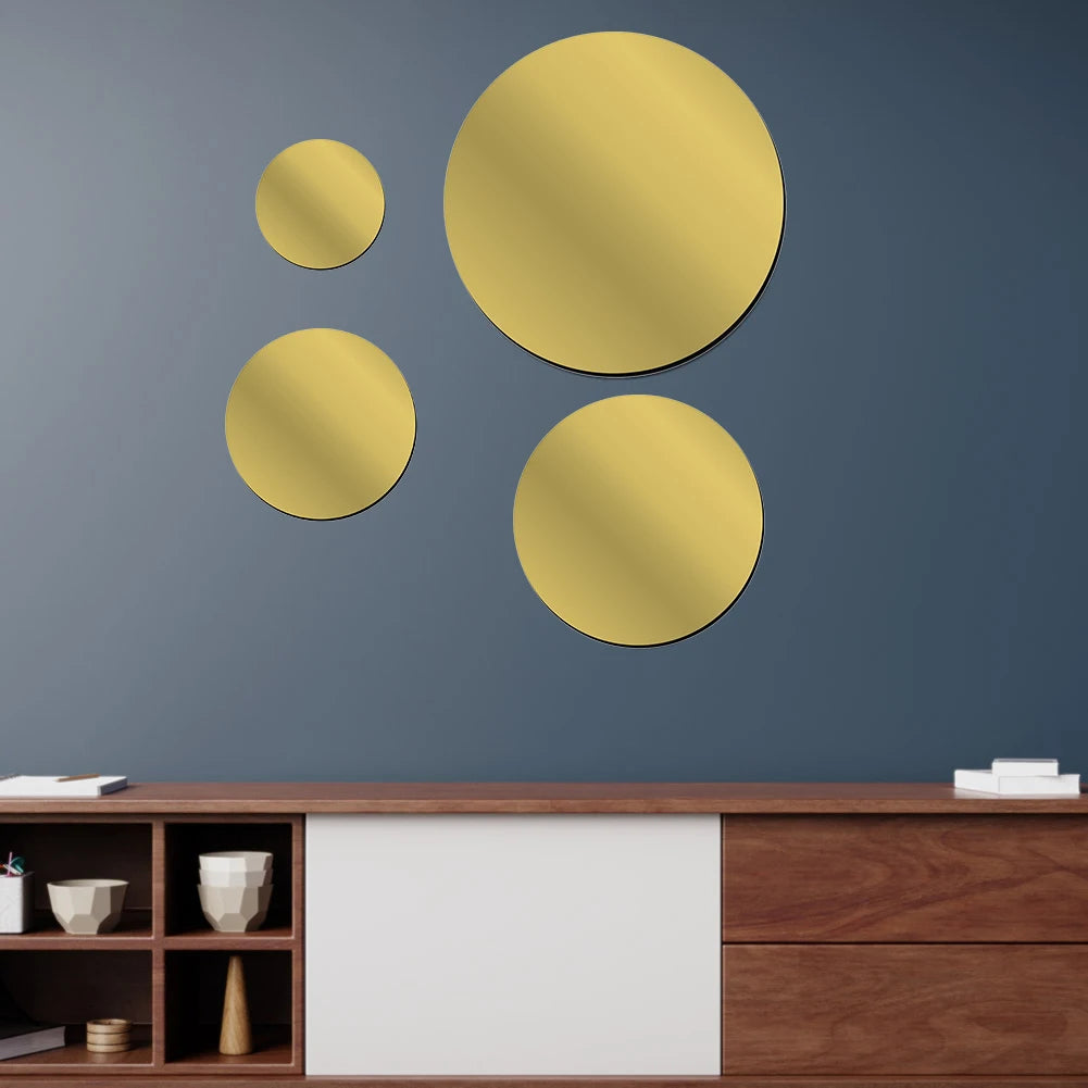 Mirror Plate Decal Self Adhesive Wall Decor Stickers Decorative Small