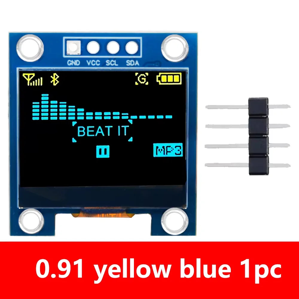 1PCS 0.91 inch OLED module 0.91" white blue OLED 128X32 OLED LCD LED Display module 0.91" IIC Communicate Zpaxo 0.91 yellow blue 1pc