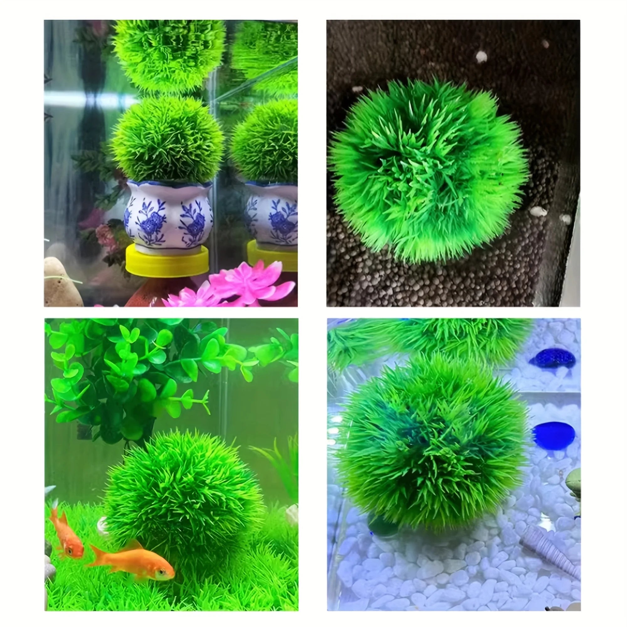 Aquarium Decorative Artificial Grass Ball Durable Faux Water Plant