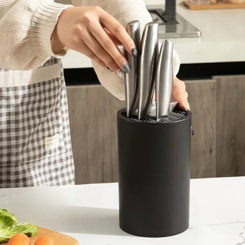 Black Rotating Knife Block Holder – Multifunctional Storage Rack Knife Storage Block Zpaxo
