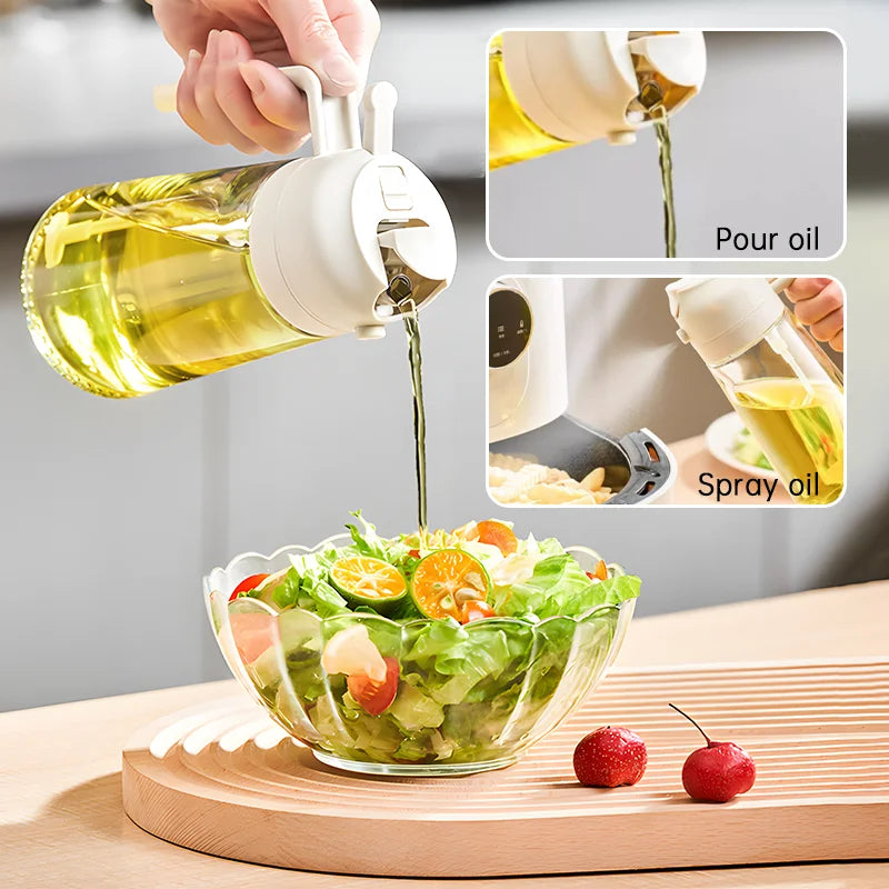 2in1 Plastic Spray Oil Sprayer Bottle Dispenser Jar Cruet BBQ Kitchen