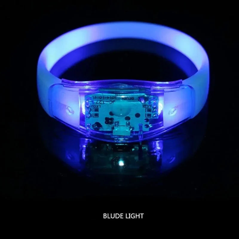 Led Sound Control Bracelet Flashing Wristband Vibration Glow Dark Zpaxo Blue 6pcs