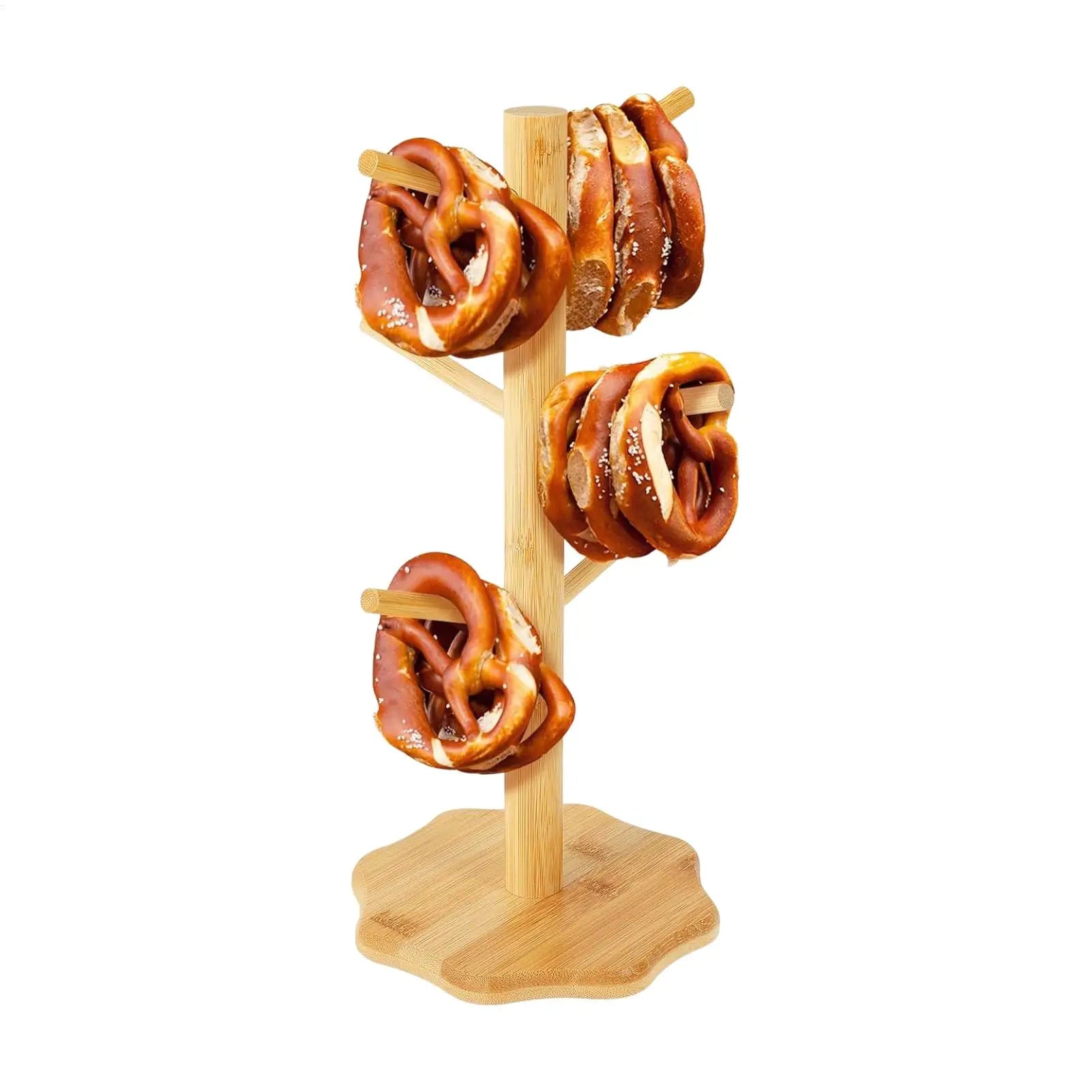 Wooden Pretzel Holder Stand Tree Shape Pretzel Display Holder Desktop Sausage Stand Kitchen Stands for Sausage Decoration Zpaxo