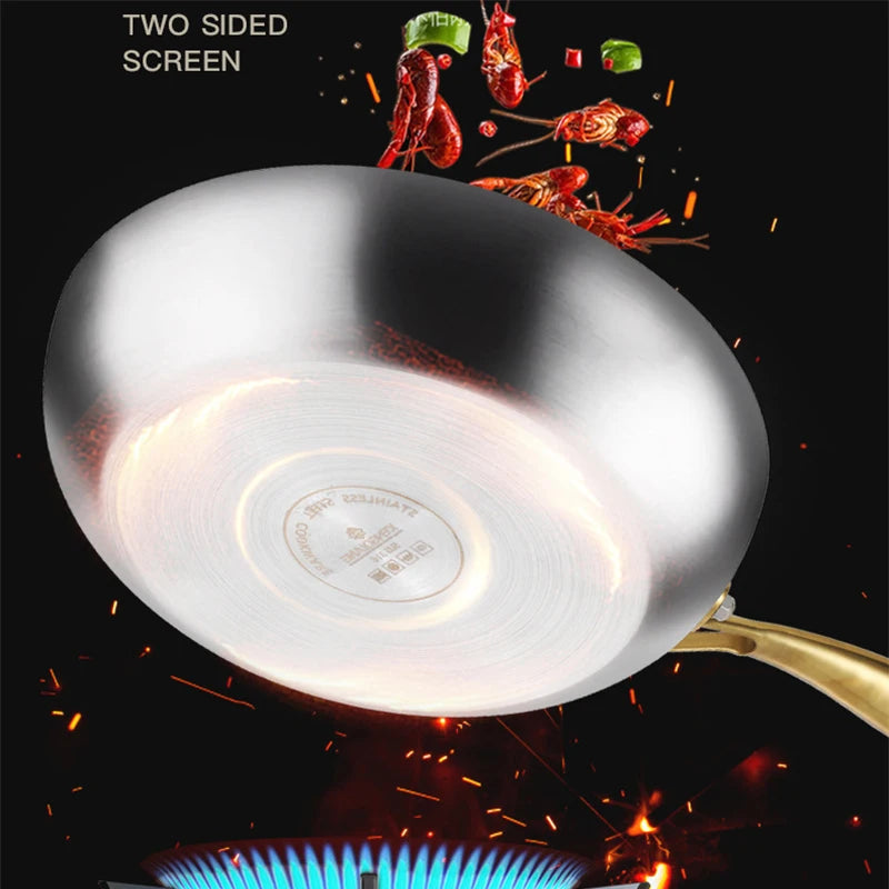 316 Stainless Steel Non-Stick Frying Pan 26/28cm Wok Skillet Stainless Steel Skillet Zpaxo