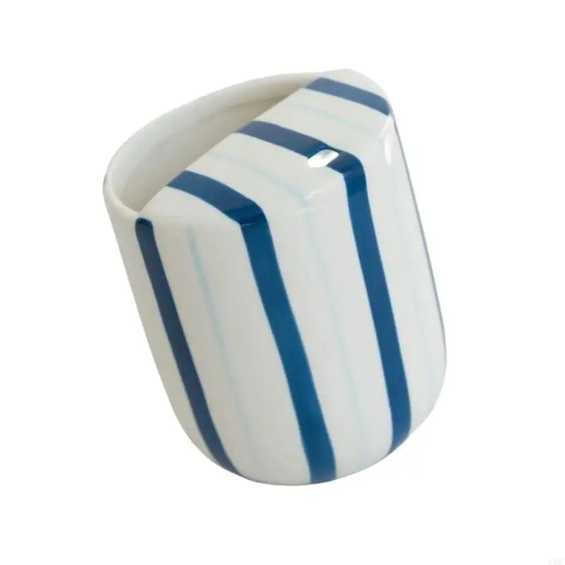 Multipurpose Striped Ceramic Mug With Sip Hole For Both Hot And Cold Beverages Zpaxo