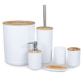 Soap Dispenser Box Toilet Brush Lotion Bottle Trash Can Bamboo
