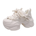 Women Chunky Sneakers Platform Sports Shoes 2023 Autumn Thick Bottom Zpaxo Beige 34(Foot 22cm) CN