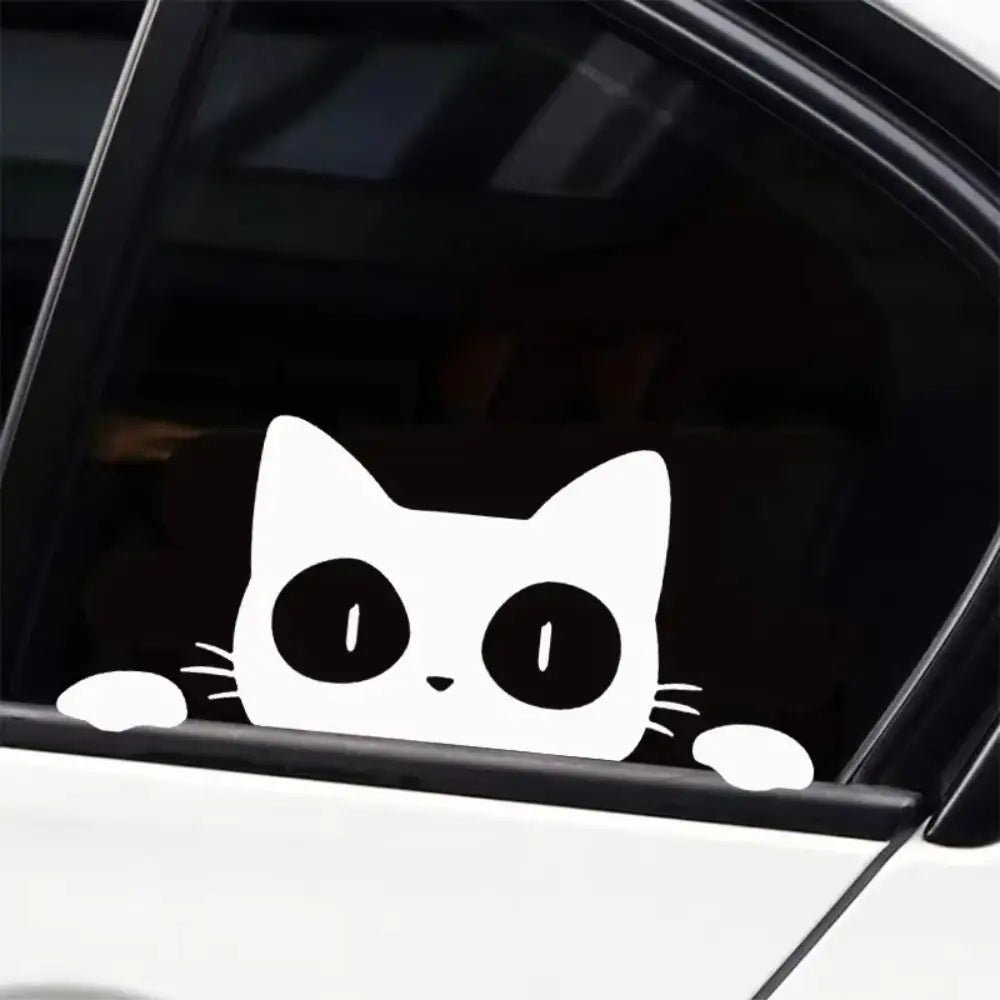 Waterproof Car Window Decals Black White Funny Kitty Scratch Covering Zpaxo