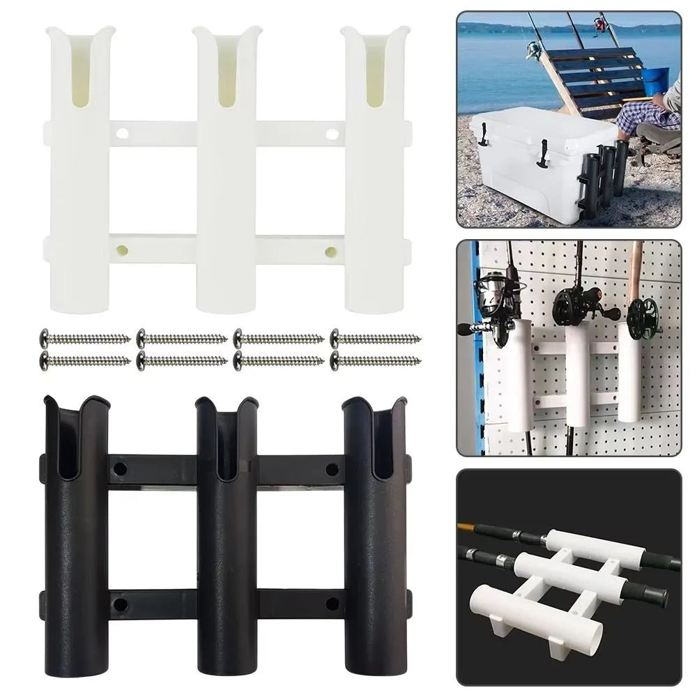 Durable Plastic Fishing Rod Racks ABS Material Three-Tube Design Fishing Rod Bracket Portable Mount Saltwater Proof Zpaxo