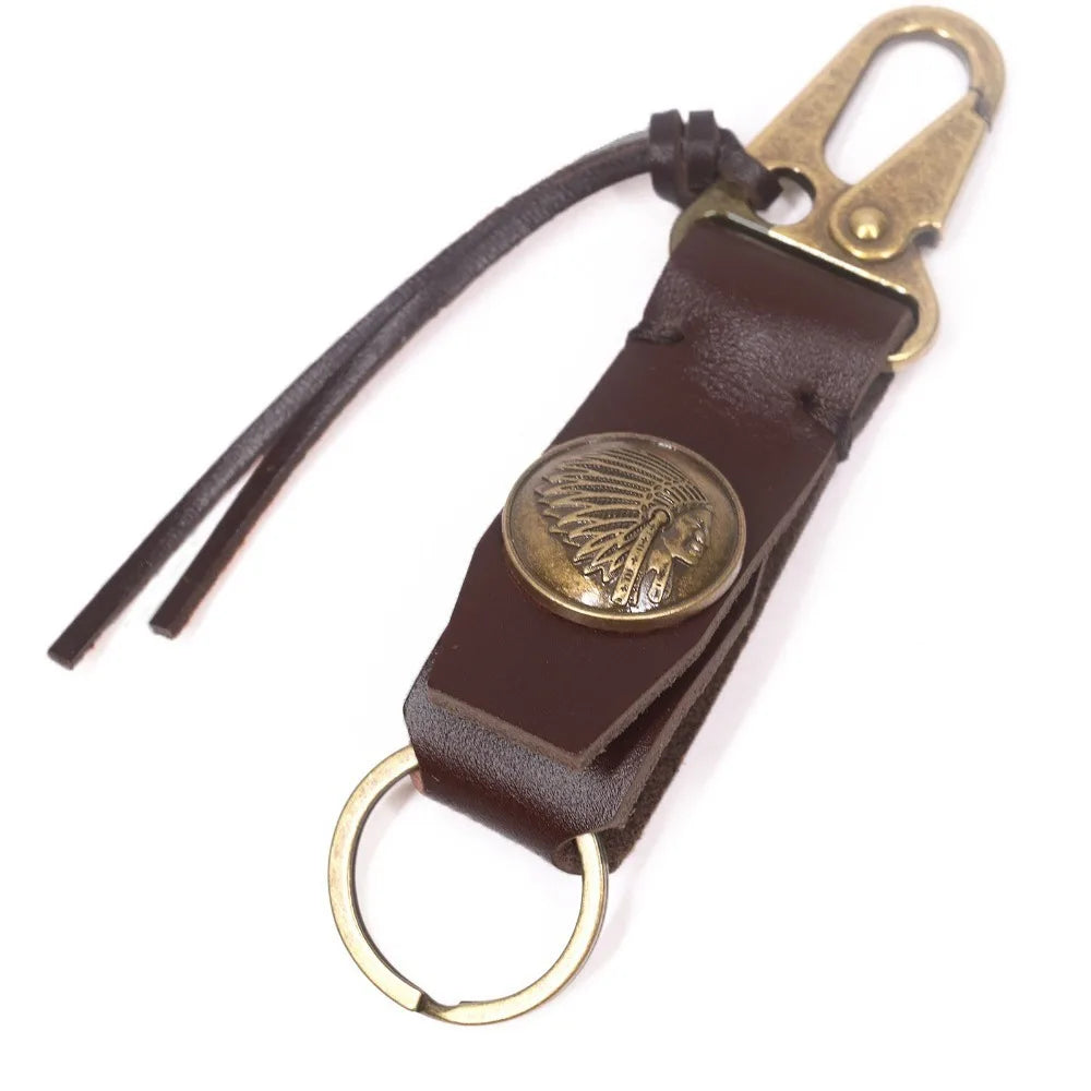 Leather Pendant Handmade Keychain Cowhide Vintage Retro Key Holder Zpaxo Style 1