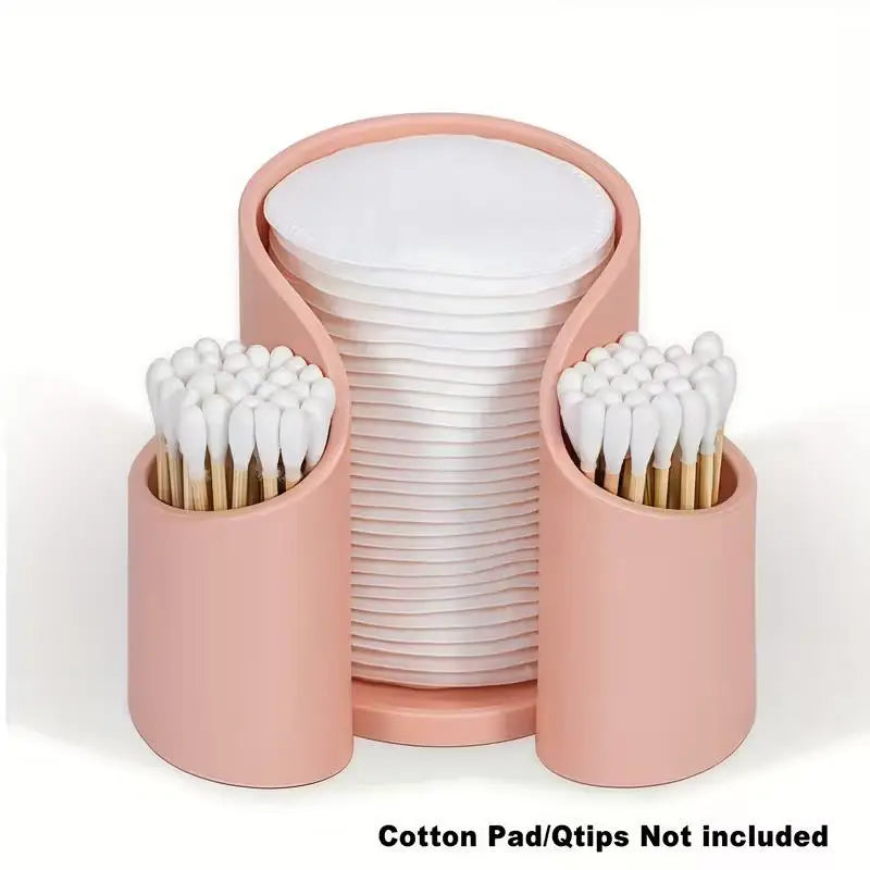 1pcs random Cotton Pad & Swab Organizer – 2-Compartment Glossy Tray, Space-Saving for Bathroom Desk Zpaxo
