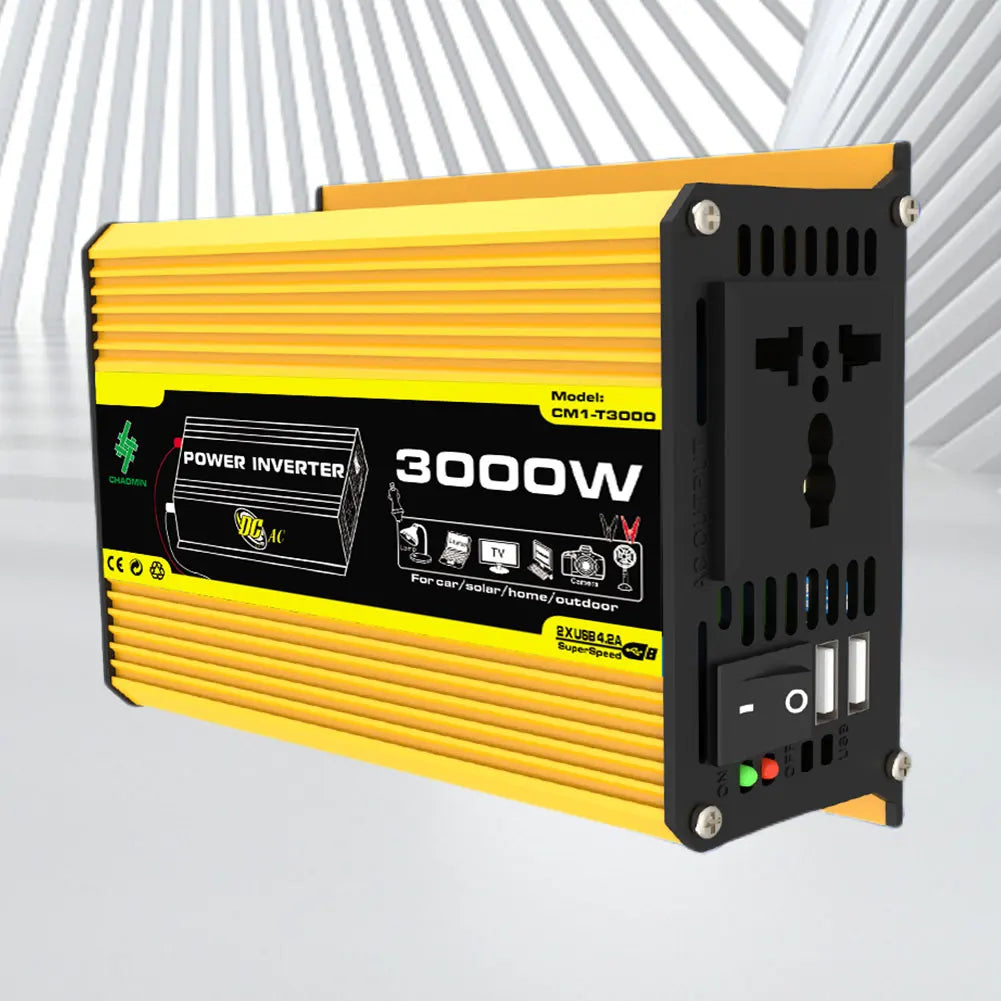 DC 12V To AC 110/220V Intelligent Power Inverter Dual USB Car Voltage Transformer 3000W Digital Power Inverter Built-in Fuse Zpaxo