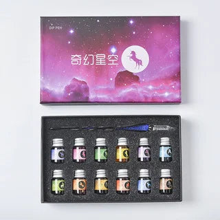 Starry Sky Crystal Glass Dip Pen Set – Calligraphy Gift