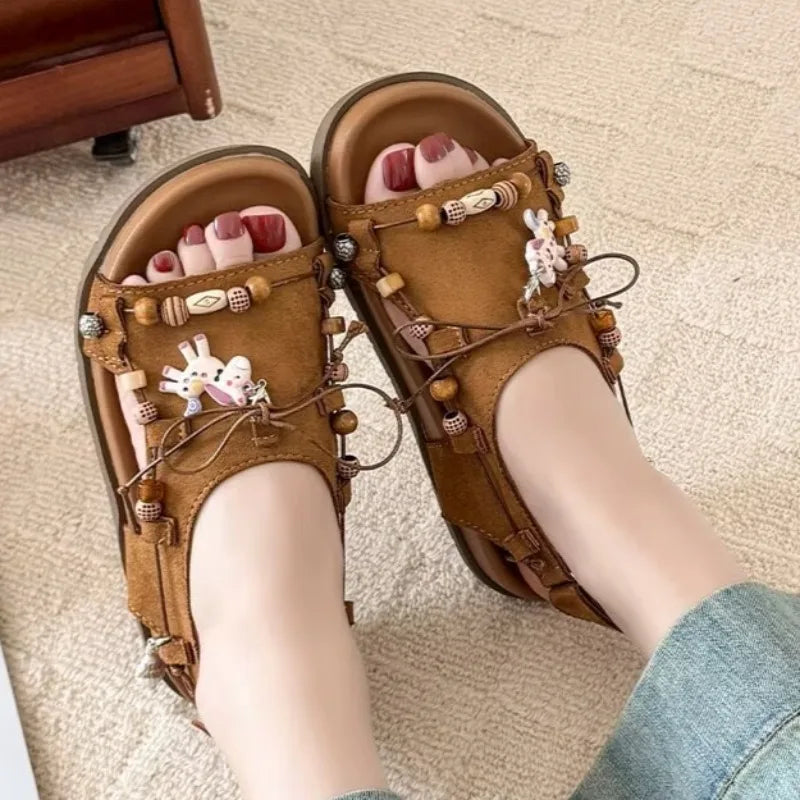 Women's Fish Mouth Open Toe Comfortable Vintage Sandals 2026 Summer Zpaxo camel 35