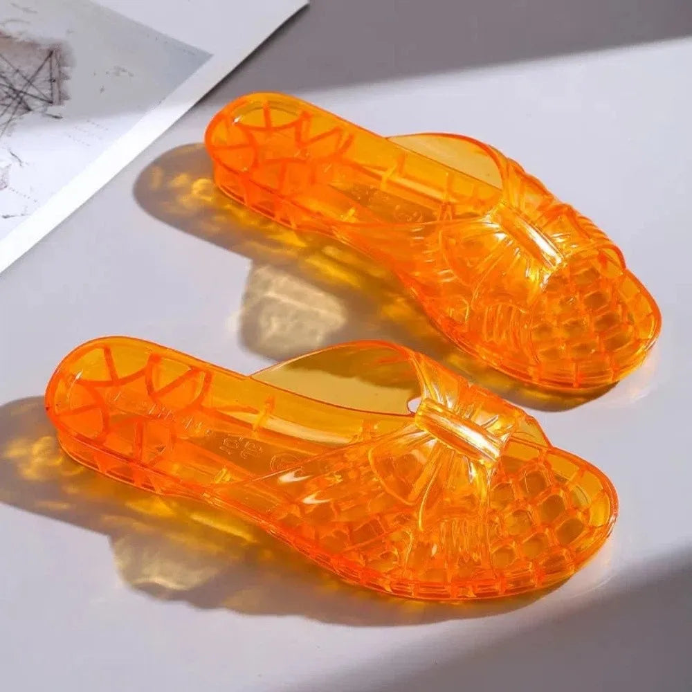 Simple Transparent PVC Crystal Slippers Anti Slip Low-heel Slides