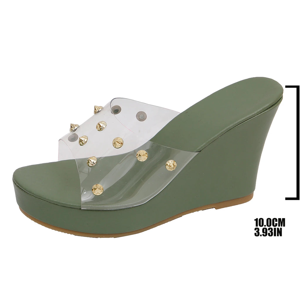 Trend Women Wedges Sandals Designer Dress Crystal Slides Lightweight Zpaxo