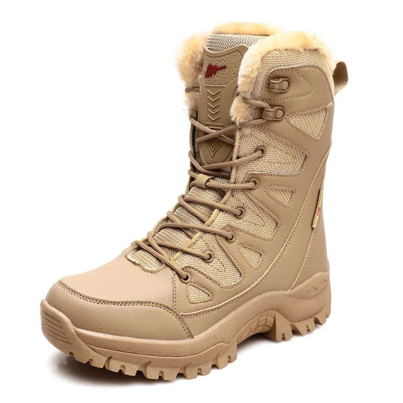 Winter Warm Plush Fur Snow Boots Waterproof Men's Outdoor Non-slip Zpaxo Brown plus cotton 42 China Mainland