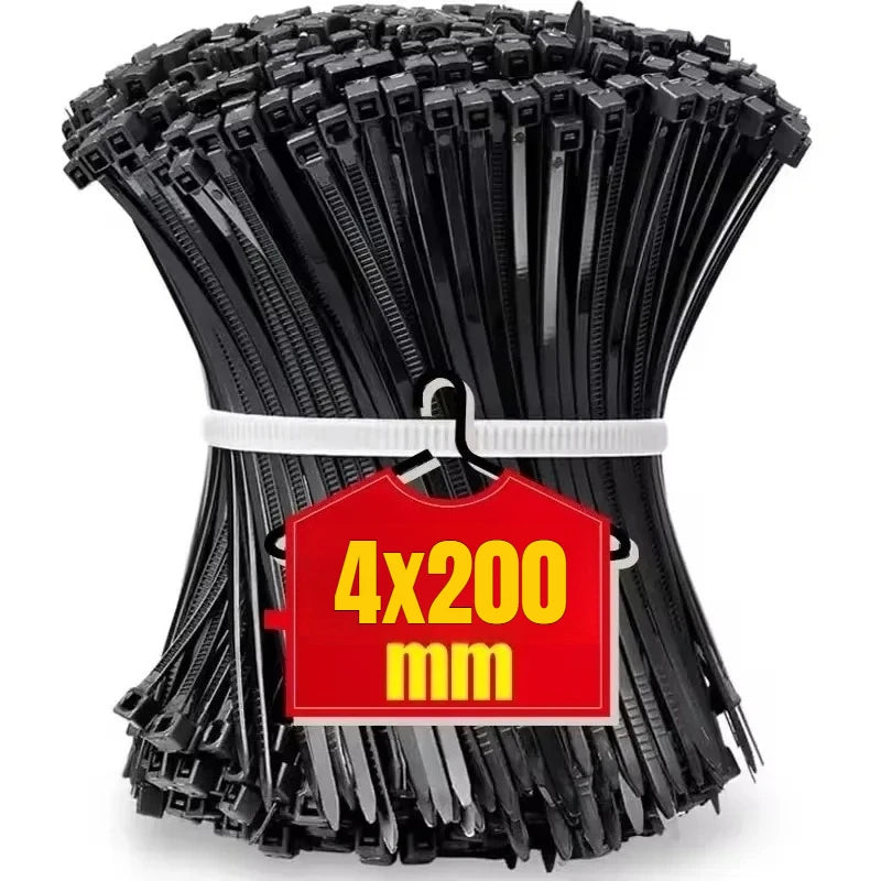 Strong Nylon Cable Tie Self-locking Cord Ties Adjustable Cables Zpaxo 4x200MM 500PCS