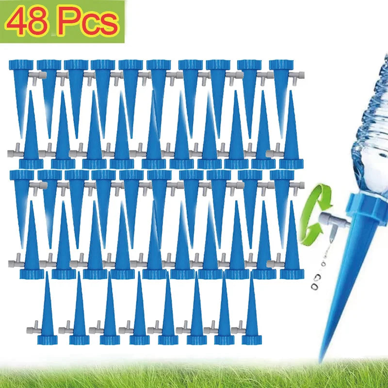 Automatic Drip Irrigation System Self Watering Adjustable for Flower Plants Greenhouse Garden Auto Water Dripper Device Zpaxo 48PCS-Blue
