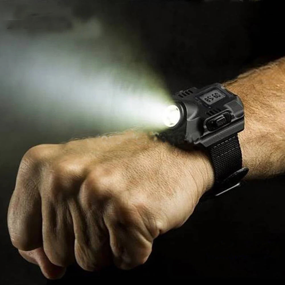 Portable XPE LED Wrist Flashlight USB Rechargeable Waterproof Light