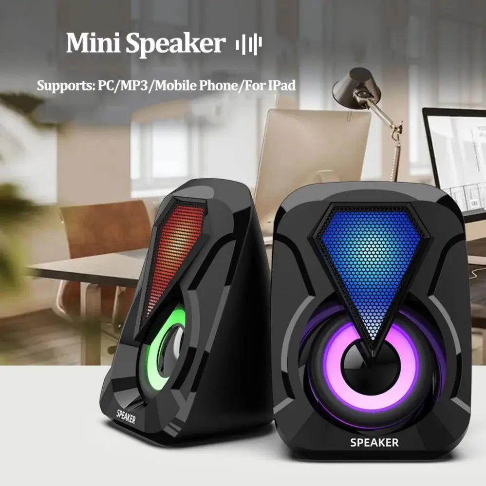 USB Wired Computer Speaker Bass Stereo RGB Light Laptop Smartphone Zpaxo