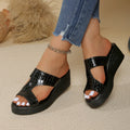 Summer Ladies Wedges Sandals Fashion Designer Shoes for Women Lightweight Peep Toe Outside Slippers Female Platform Sandals Zpaxo black 42