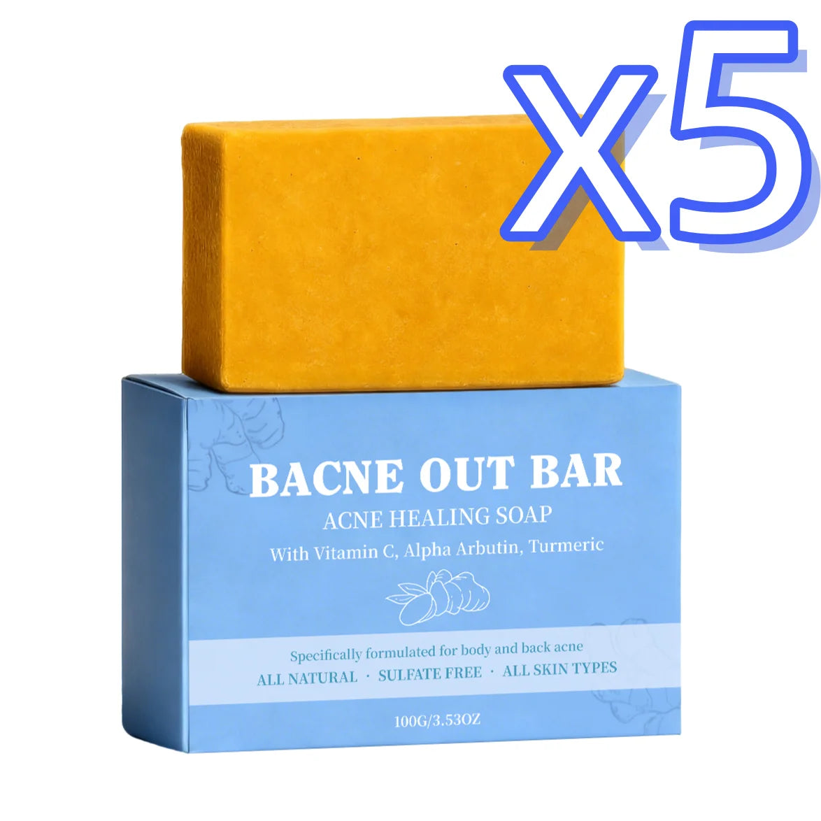 Turmeric Exfoliating Soap – Acne, Dark Spots & Deep Clean Exfoliating Soap Bar Zpaxo 100g Boxed x 5pcs