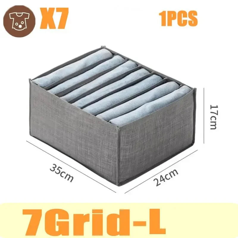 Fabric Drawer Storage Basket Household Pants Storage Artifact Jeans Storage Box Wardrobe Clothe Organizer Drawer Separator Boxe Zpaxo 1pc-7grids-L