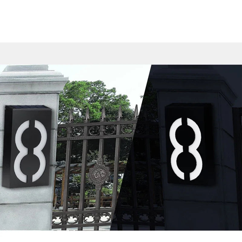 Solar Light House Number LED Doorplate Address Lamps Apply Villa Zpaxo