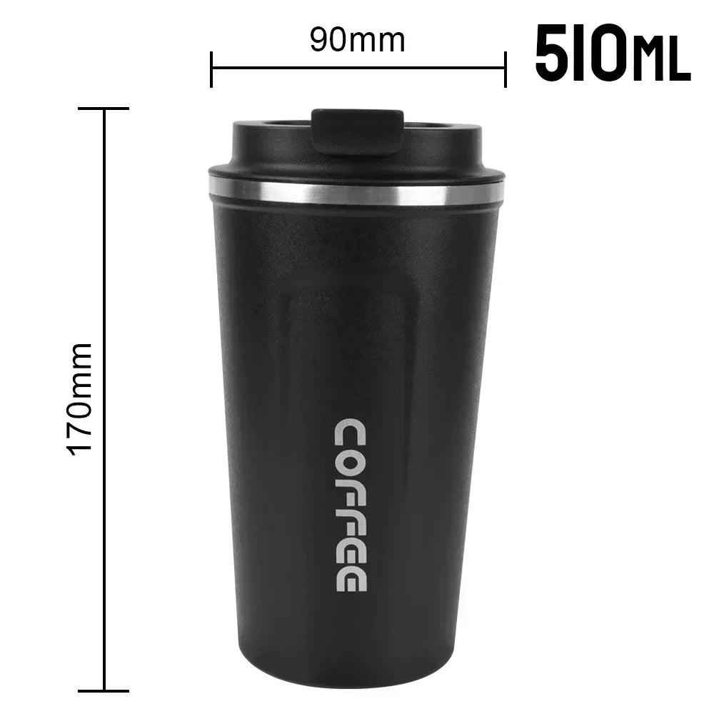 Leak-Proof Travel Thermos Mug 380/510ml – Double Wall Steel Travel Thermos Mug Zpaxo 510ML Black as picture show