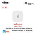 ZigBee Wifi MmWave Human Presence Motion Sensor With Luminance/Distance Detection 5/110/220V Tuya Smart Life Home Automation Zpaxo 5.8G Wall Wifi China Mainland