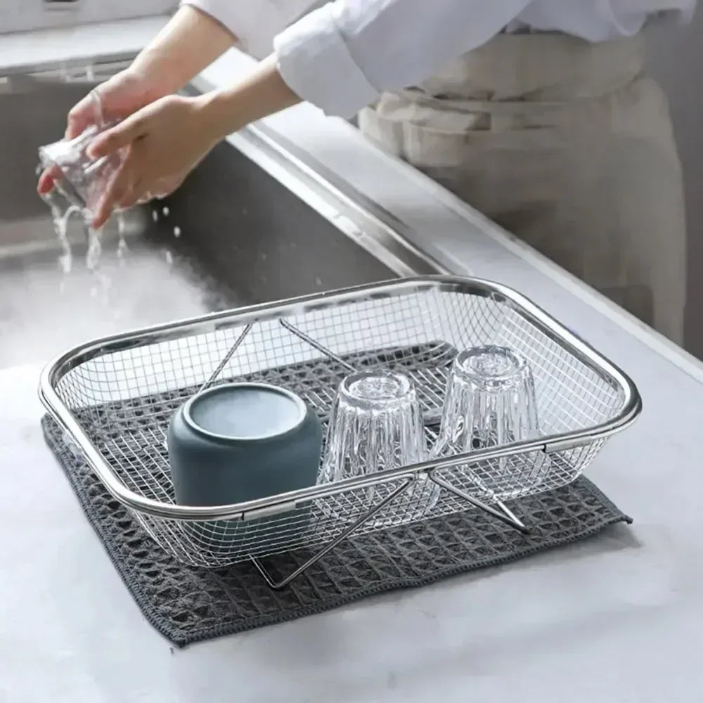 New Expandable Cutlery Drying Rack Kitchen Sink Drain Basket Stainless Steel Drain Basket Kitchen Storage Trays Zpaxo