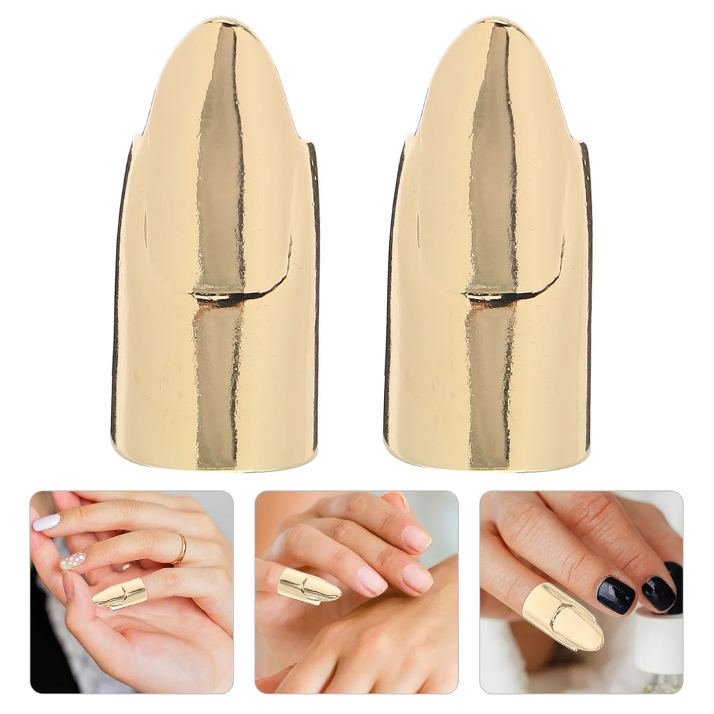 2Pcs Metal Nail Rings for Women Fingertip Ring Punk Egyptian Aesthetic Nail Jewelry Decorations Finger Tip Manicure Cosplay Ring