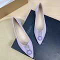 Flat Shoes for Women Spring and Autumn 2025 Pointed Toe Metal Buckle New Light Mouth Purple Flat Bottom Plus Size Women's Shoes Zpaxo purple 33