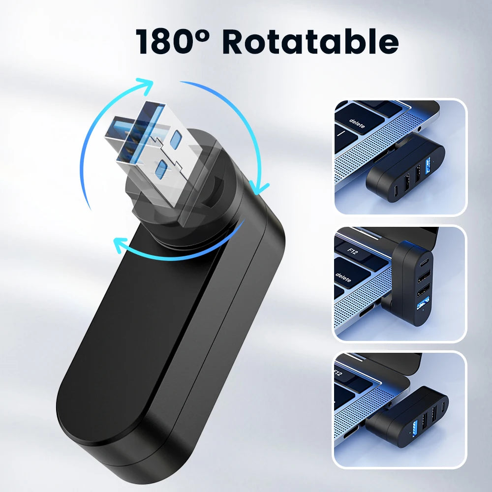 1 USB 3 0 Hub 180 Degree Rotation Port Multi C 2 Splitter Power Zpaxo